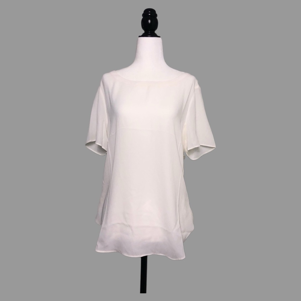 💜 MP 💜 NWT Banana Republic Flowing White High Low Blouse